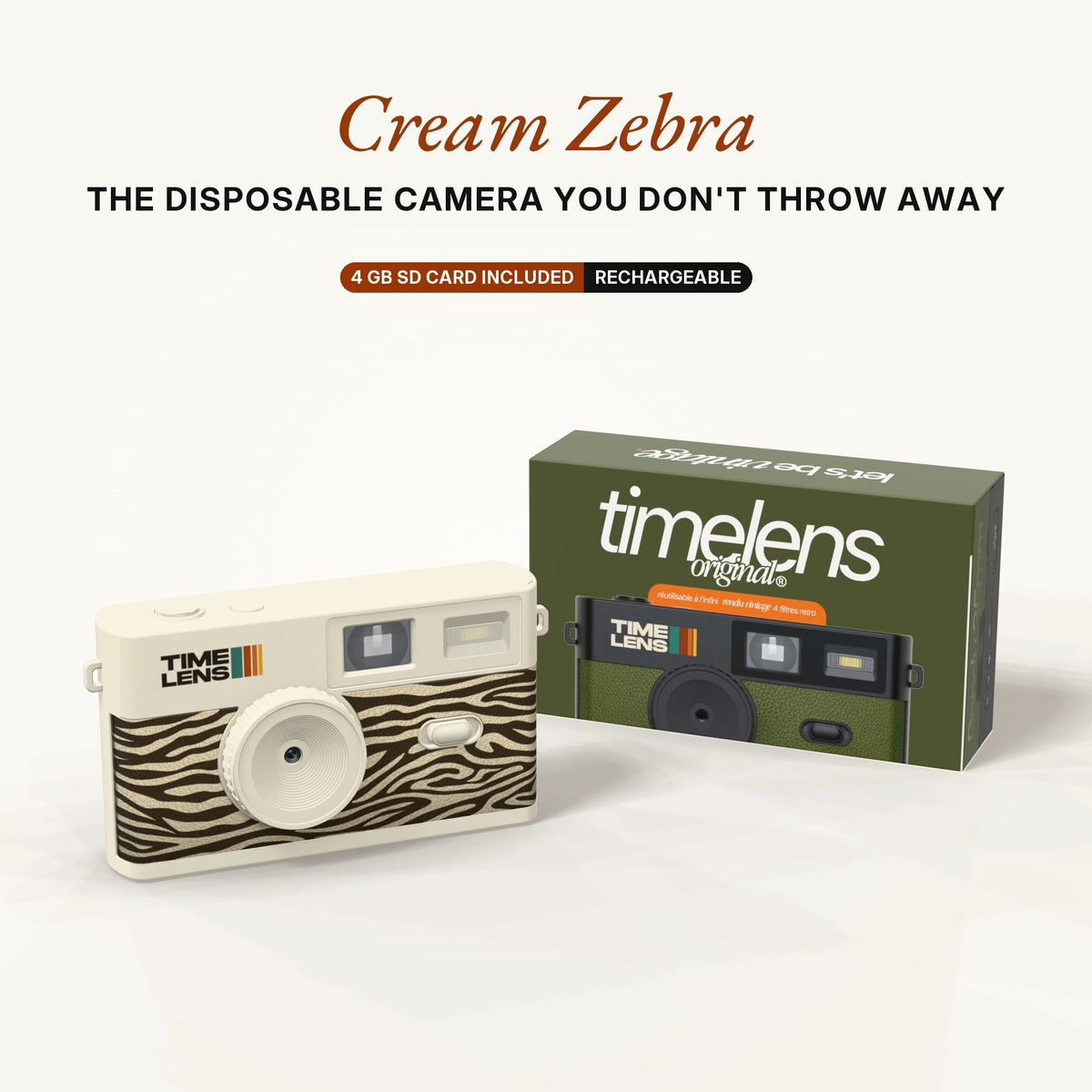 TimeLens® Camera – Cream Zebra Edition - TIMELENS US