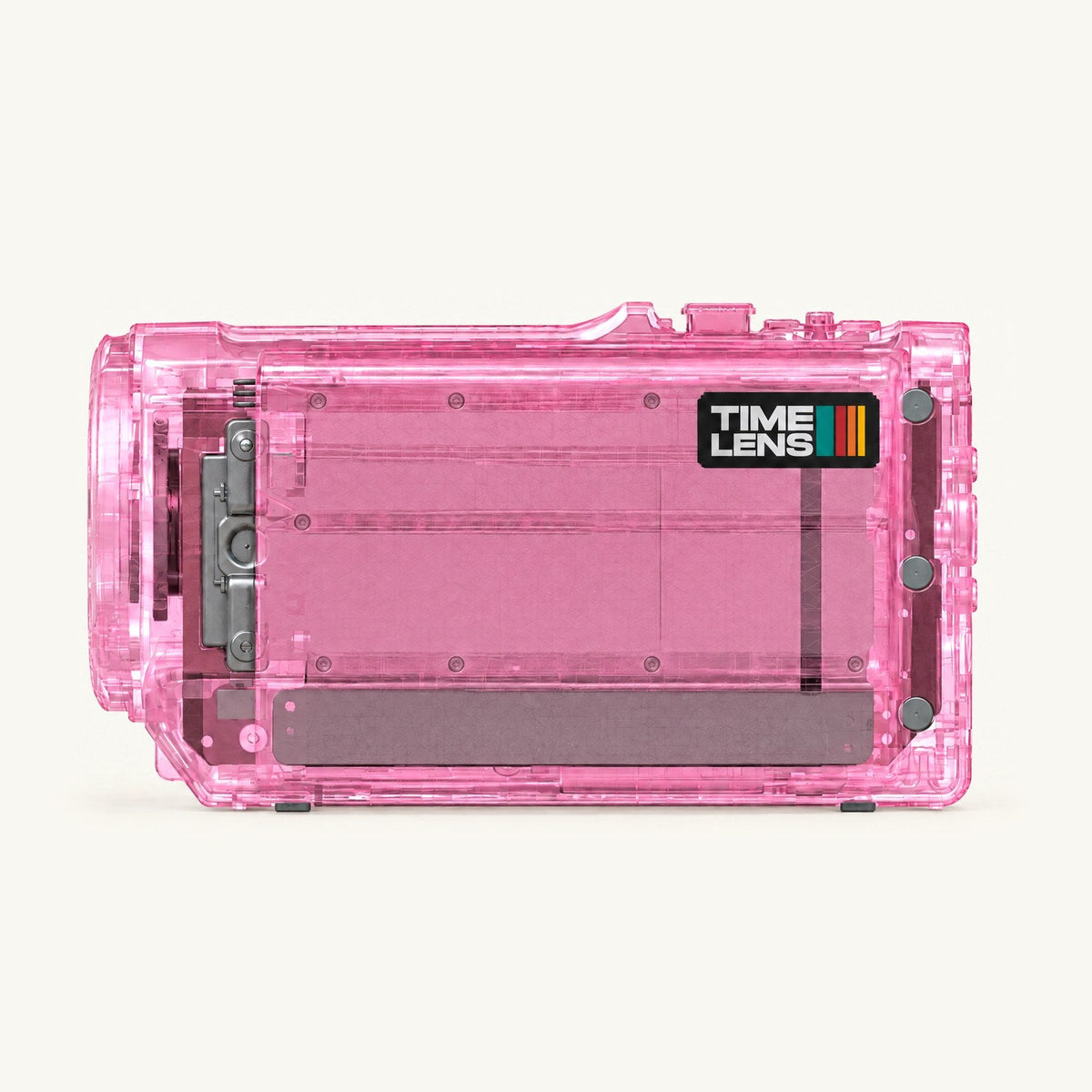 TimeLens Replay pink transparent shell, side view